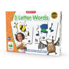 Puzzle Educativ de potrivire Cuvinte din 3 litere in engleza cu 20 perechi de piese auto-corectante recomandat de la 4 ani